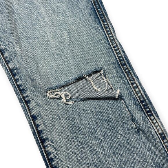 Revice High Rise Button Fly Straight Leg Jeans SIZE 28 x 30 Destroyed Blue - Picture 6 of 10